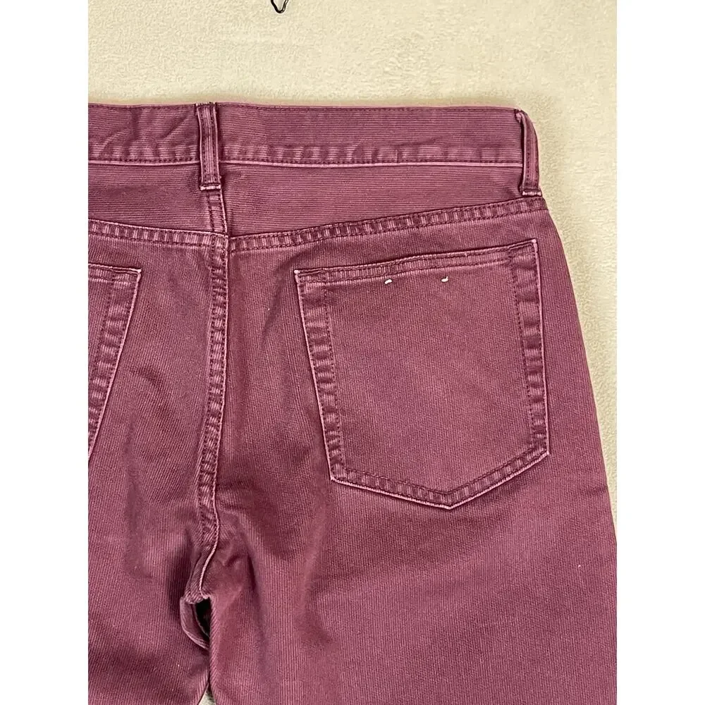 J Crew 770 Pants Mens 32x30 Burgundy Corduroy Straight Leg Mid Rise‎ Regular Fit